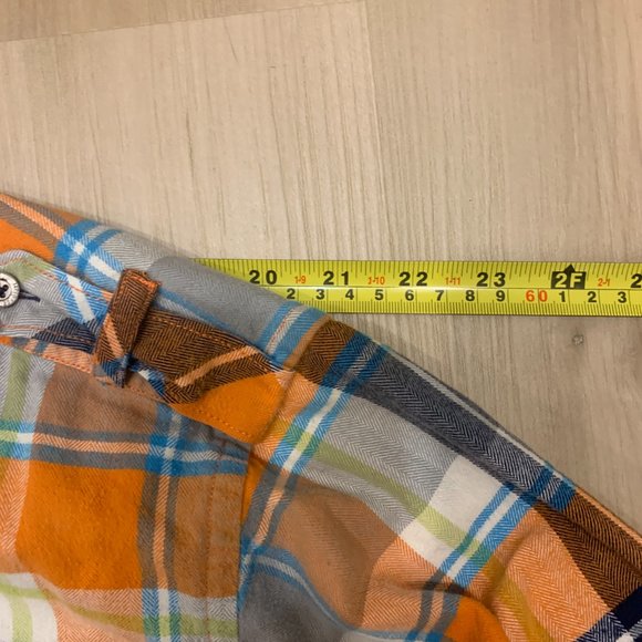 Jared Lang Orange Blue and White Checkered pattern Men's Button Down Flannel XL - Picture 8 of 11